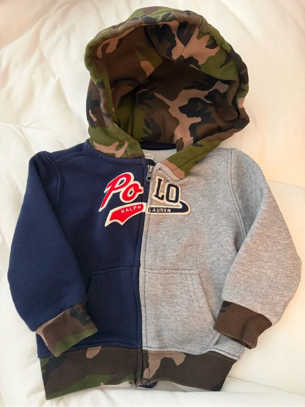 Ralph Lauren Baby Navy & Gray Camo Hooded Zip-Up Sweatshirt